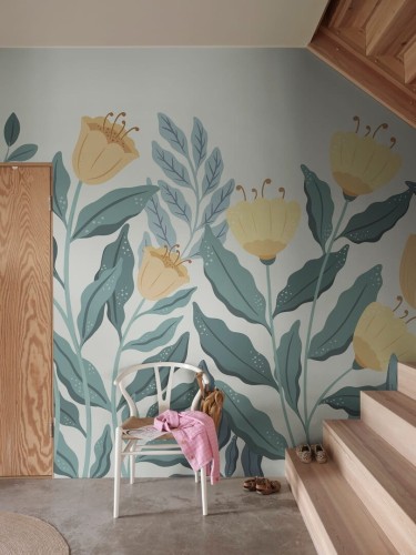 Fototapeta liście i kwiaty Rebel Walls R19998 Big Blossom Yellow Family Fun