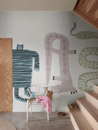 Fototapeta zabawne zwierzęta Rebel Walls R20580 Funky Friends Pastel Family Fun