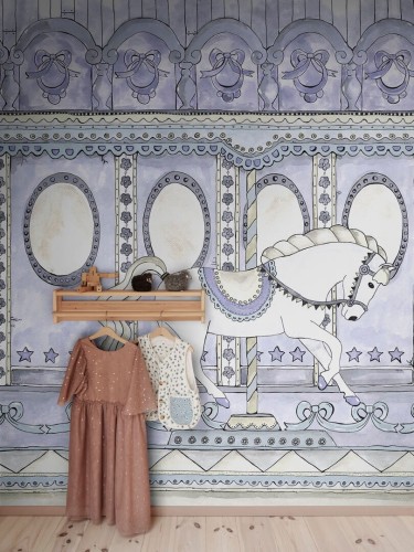 Fototapeta karuzela Rebel Walls R20592 Merry go Around Lilac Family Fun