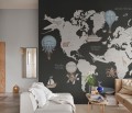 Fototapeta mapa świata Rebel Walls R20594 Playful World Dark Blue Family Fun