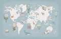 Fototapeta mapa świata Rebel Walls R20595 Playul World Light Blue Family Fun