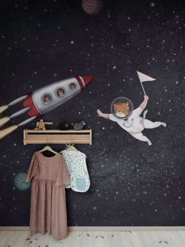 Fototapeta koty w kosmosie Rebel Walls R20605 Space Cats Midnight Family Fun