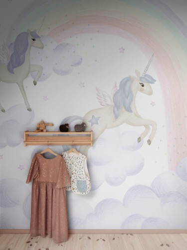 Fototapeta jednorożce Rebel Walls R20617 Unicorn Sky Lilac Family Fun