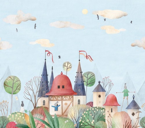 Mural zamek królików Decoprint CW6007-1 Woodland Bunnies Cute Walls