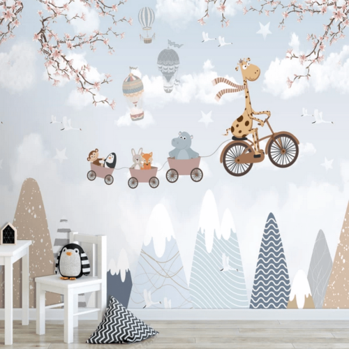Mural góry i latające zwierzęta Decoprint CW6033-1 High-Flying Cyclist Cute Walls