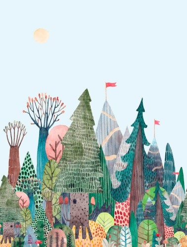 Mural kolorowy las Decoprint CW6034-2 Pine Forest Cute Walls