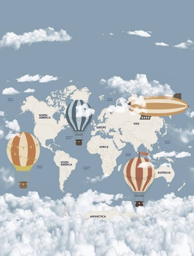 Mural mapa świata Decoprint CW6037-1 Explorer's Expedition Cute Walls