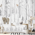 Mural zwierzęta leśne Decoprint CW6044-1 Winter Woodland Cute Walls