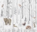 Mural zwierzęta leśne Decoprint CW6044-1 Winter Woodland Cute Walls