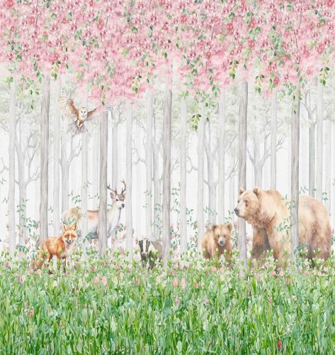 Mural zwierzęta leśne Decoprint CW6045-1 Spring Woodland Cute Walls