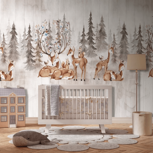 Mural drzewa i zwierzęta Decoprint CW6046-1 Deer Camp Cute Walls