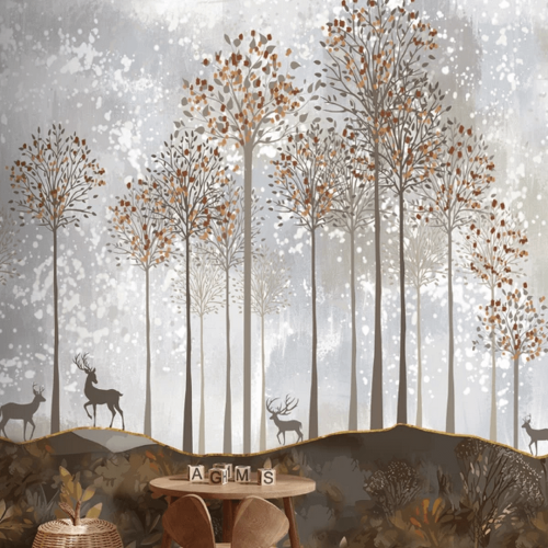 Mural jelenie i drzewa Decoprint CW6047-2 Forest Deer Cute Walls