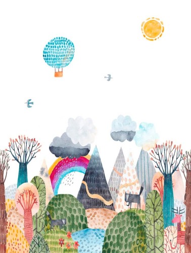 Mural kolorowy krajobraz natury Decoprint CW6048-1 Colourful Landscape Cute Walls