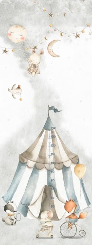 Mural śpiące cyrkowe zwierzęta z miarką Decoprint CW6063-1 Sleep-Night Circus Measure Cute Walls