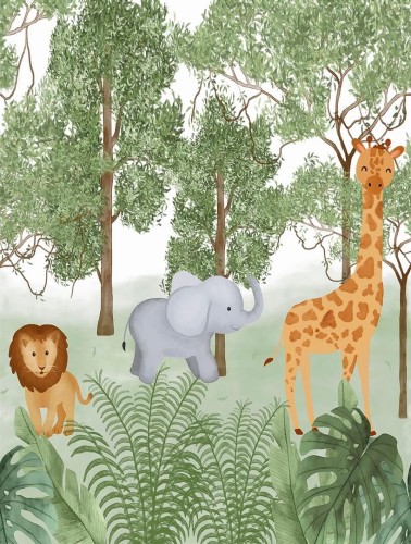 Mural dżungla Decoprint CW6117-1 Jungle Safari Cute Walls