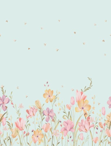 Mural polne kwiaty Decoprint CW6129-2 Bee Flowers Cute Walls