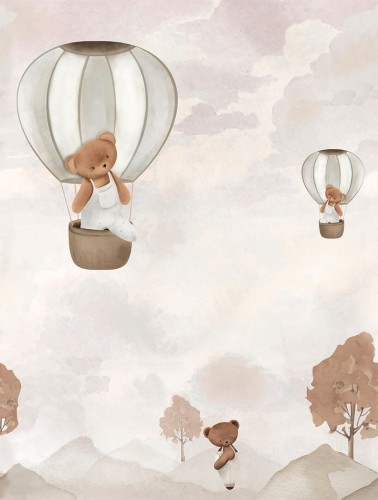 Mural pluszowe misie w balonach Decoprint CW6135-2 Ballon Buddies Cute Walls