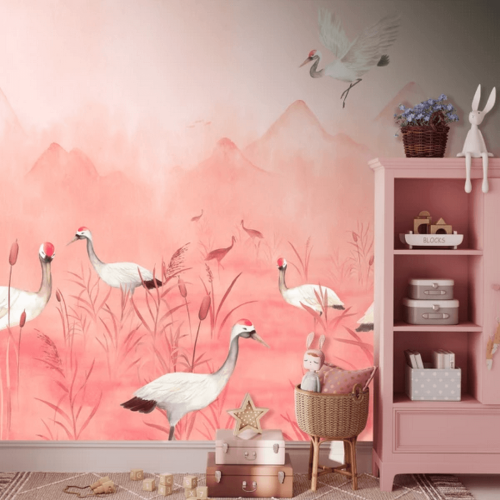 Mural żurawie Decoprint CW6150-1 Crane Dance Meadow Cute Walls