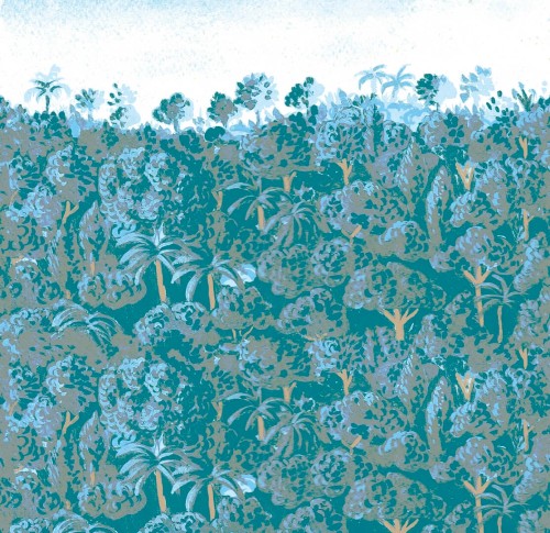 Fototapeta pod prysznic egzotyczny las Wall&Deco WET_BF2402 Blue Fairy Tale WET SYSTEM 2024-2