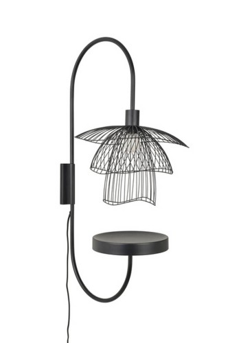 Kinkiet z półką Forestier Papillon XS Noir 21010