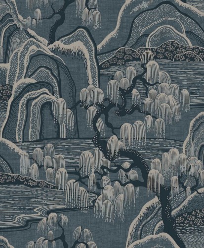 Tapeta japoński krajobraz Boras Tapeter 3133 Indigo Garden Icons