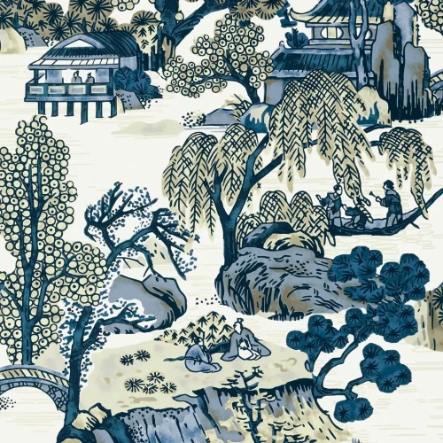 Tapeta azjatycki ogród Thibaut T75461 Asian Scenic Dynasty