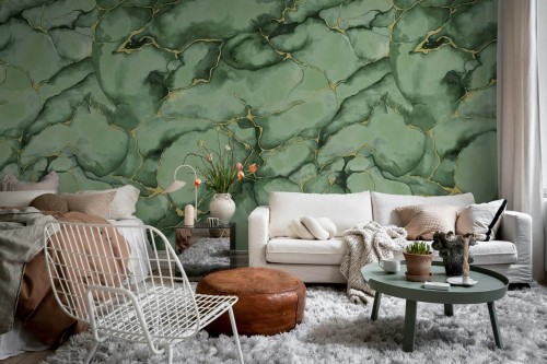 Fototapeta imitująca marmur Rebel Walls R20243 Agate Dreams Green Hot Pops