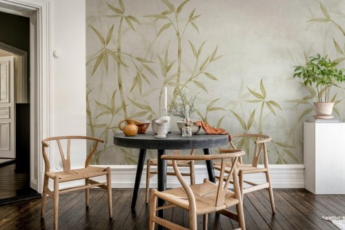 Fototapeta roślinna bambus Rebel Walls R20364 Bamboo Horizon Yellow Hot Pops