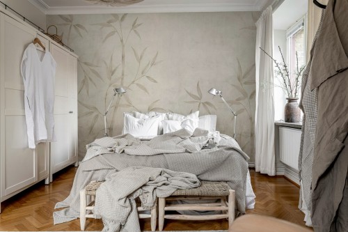 Fototapeta roślinna bambus Rebel Walls R20365 Bamboo Horizon Beige Hot Pops