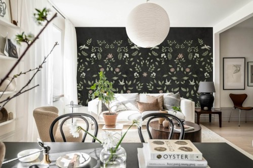 Fototapeta ogród Rebel Walls R20369 Serene Garden Black Hot Pops