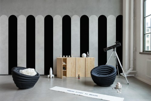 Fototapeta zaokrąglone paski Rebel Walls R20370 Circus Stripes Licorice Hot Pops