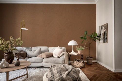 Fototapeta falujące linie Rebel Walls R21221 Clay Flow Mocha Mousse Hot Pops