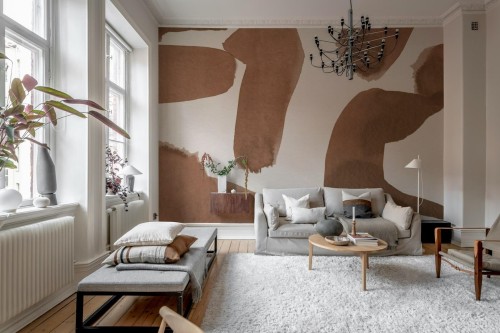 Fototapeta abstrakcyjna Rebel Walls R21223 Wiggle Shapes Mocha Mousse Hot Pops