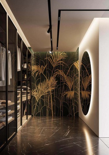 Fototapeta palmowe liście i łuki Instabilelab AYAME Gold 24K