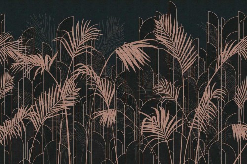 Fototapeta palmowe liście i łuki Instabilelab AYAME Rose Gold 24K