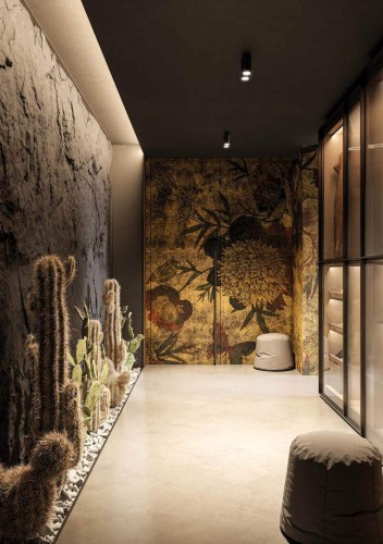 Fototapeta kwiaty vintage Instabilelab CANARIO NERO Gold 24K