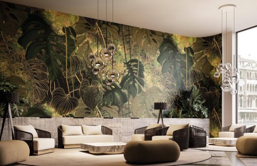 Fototapeta tropikalne liście Instabilelab GOLDEN LEAF Gold 24K