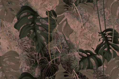 Fototapeta tropikalne liście Instabilelab GOLDEN LEAF Rose Gold 24K