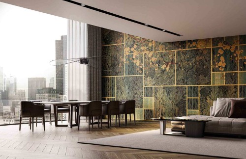 Fototapeta botanika i geometria Instabilelab LARISA Gold 24K