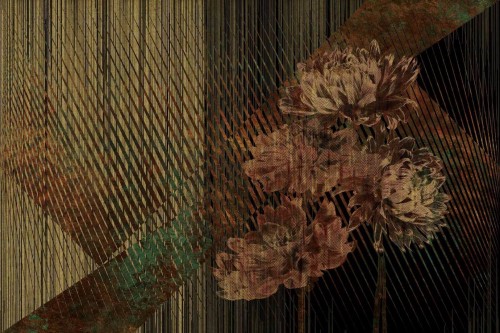 Fototapeta kwiaty i linie Instabilelab MARLENE Gold 24K