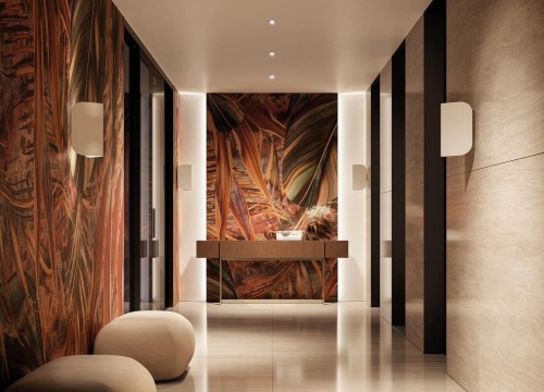 Fototapeta tropikalne liście Instabilelab PAULINE Rose Gold 24K