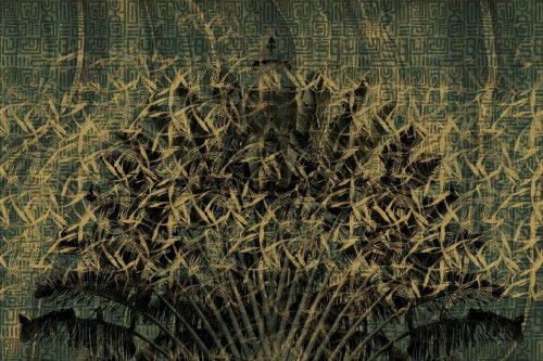 Fototapeta artystyczna geometria i liście Instabilelab ZOE Gold 24K