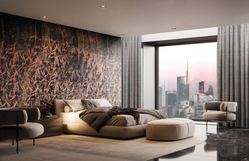 Fototapeta artystyczna geometria i liście Instabilelab ZOE Rose Gold 24K