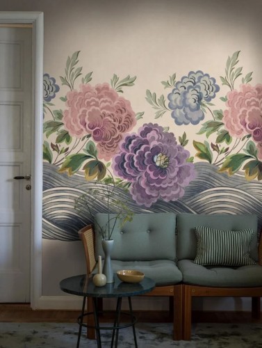 Mural stylizowane kwiaty i fale Boras Tapeter Studio 9635W Wavef Flowers