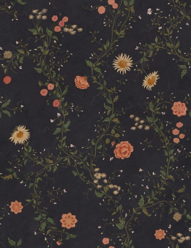 Fototapeta kwiatowe pnącza Sandberg S10517 Inger Midnight Blue Tradgarden