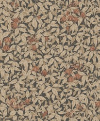 Tapeta liście i kwiaty Sandberg S10559 Linnea Charcoal Tradgarden