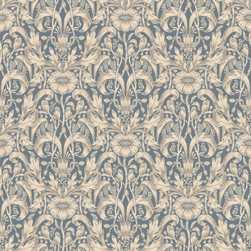 Tapeta roślinne medaliony Sandberg S10571 Emil Indigo Blue Tradgarden