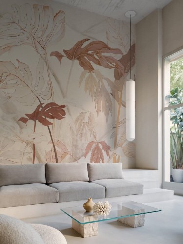 Fototapeta tropikalne liście Wall&Deco WDPL2501 Platinonew Contemporary 2025