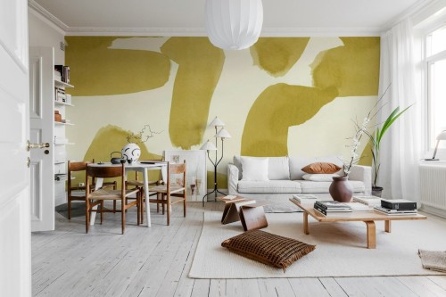 Fototapeta abstrakcyjna Rebel Walls R21163 Wiggle Shapes Yellow Hot Pops