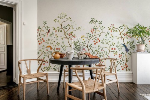 Fototapeta botaniczna Rebel Walls R21193 Songbird Mural White Hot Pops